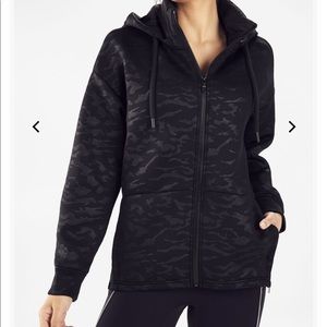 Fabletics Lotta Removable Hood Jacket Black Camo